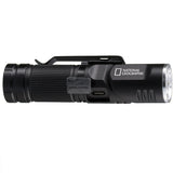 Latarka czołowa Bresser National Geographic 2w1 LED 450 lm, taktyczna, mocne światło, wytrzymała konstrukcja, uniwersalne mocowanie.