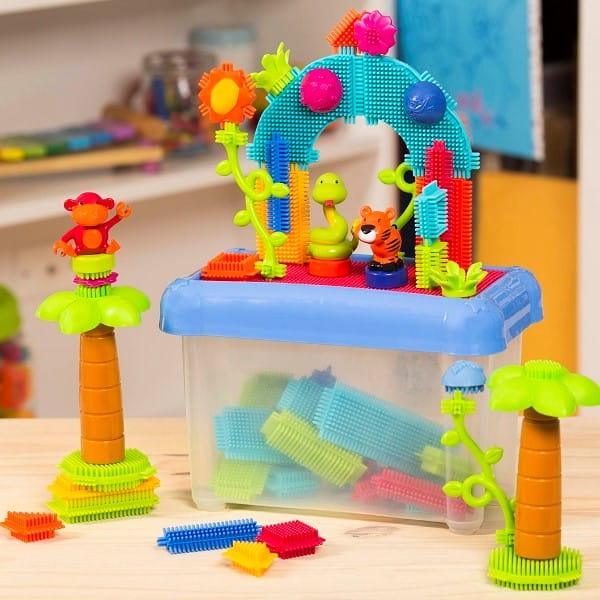 Bristle Blocks: klocki jeżyki w pudełku Jungle Adventure Storage Bucket 58 el. - Noski Noski
