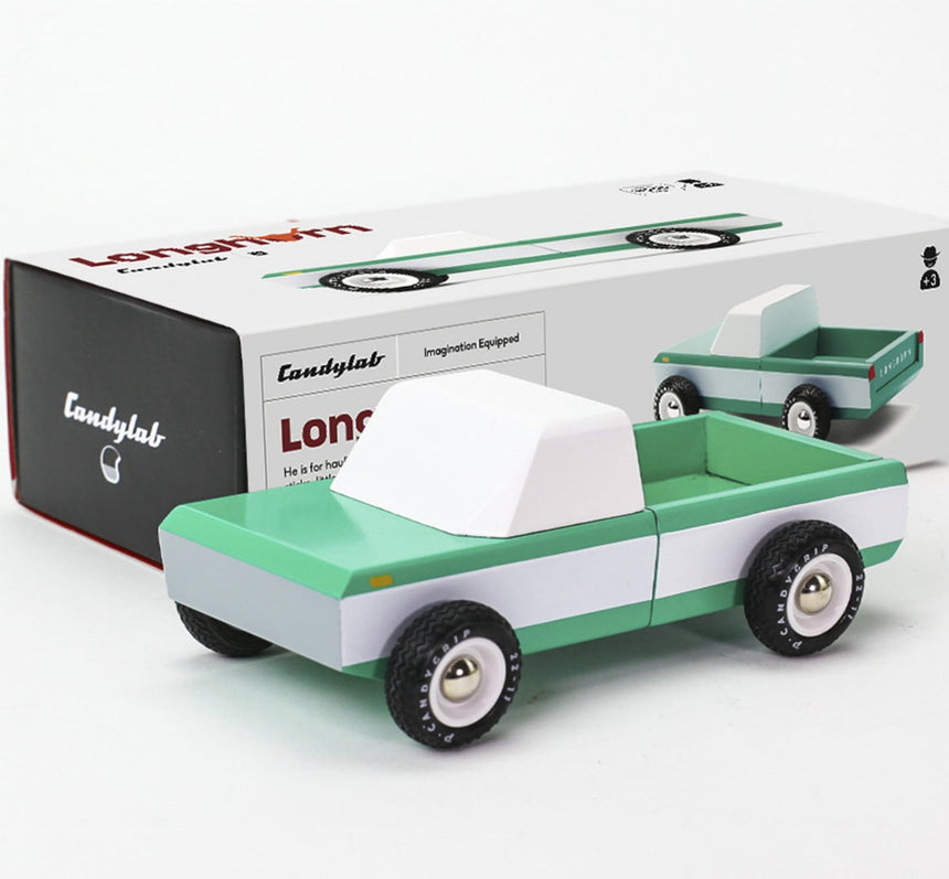 Candylab Toys: drewniany samochód pick-up Americana Longhorn Green - Noski Noski