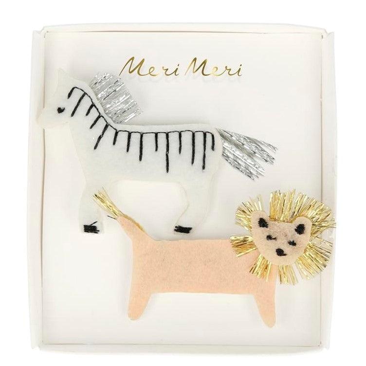 Meri Meri: spinki do włosów Zebra i Lew - Noski Noski